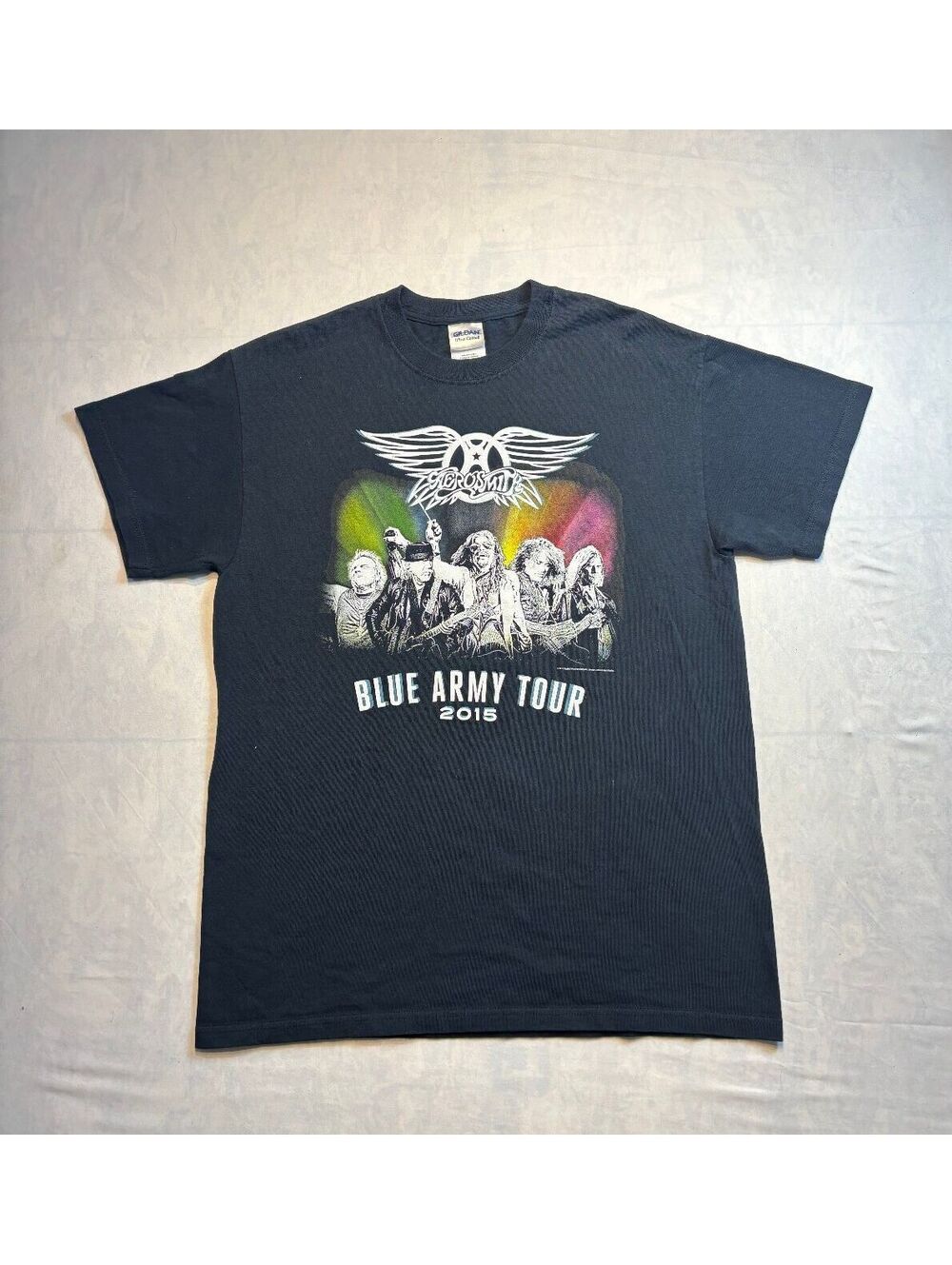 Aerosmith Blue Army Tour 2015 Black Graphic T-Shirt Medium